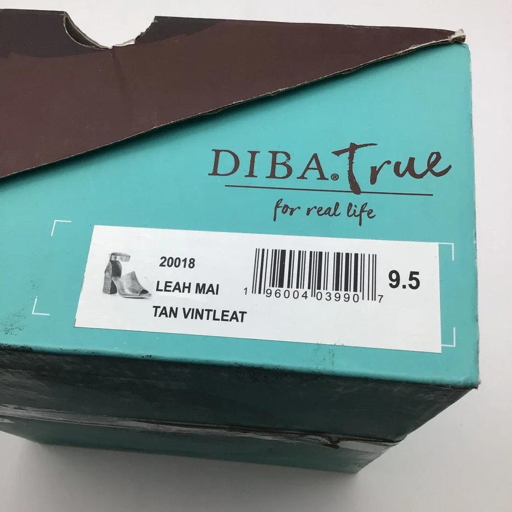 Diba True Leah Mai Tan Ankle Strap Block Heel‎ Peep Toe Sandal Size 9.5 New